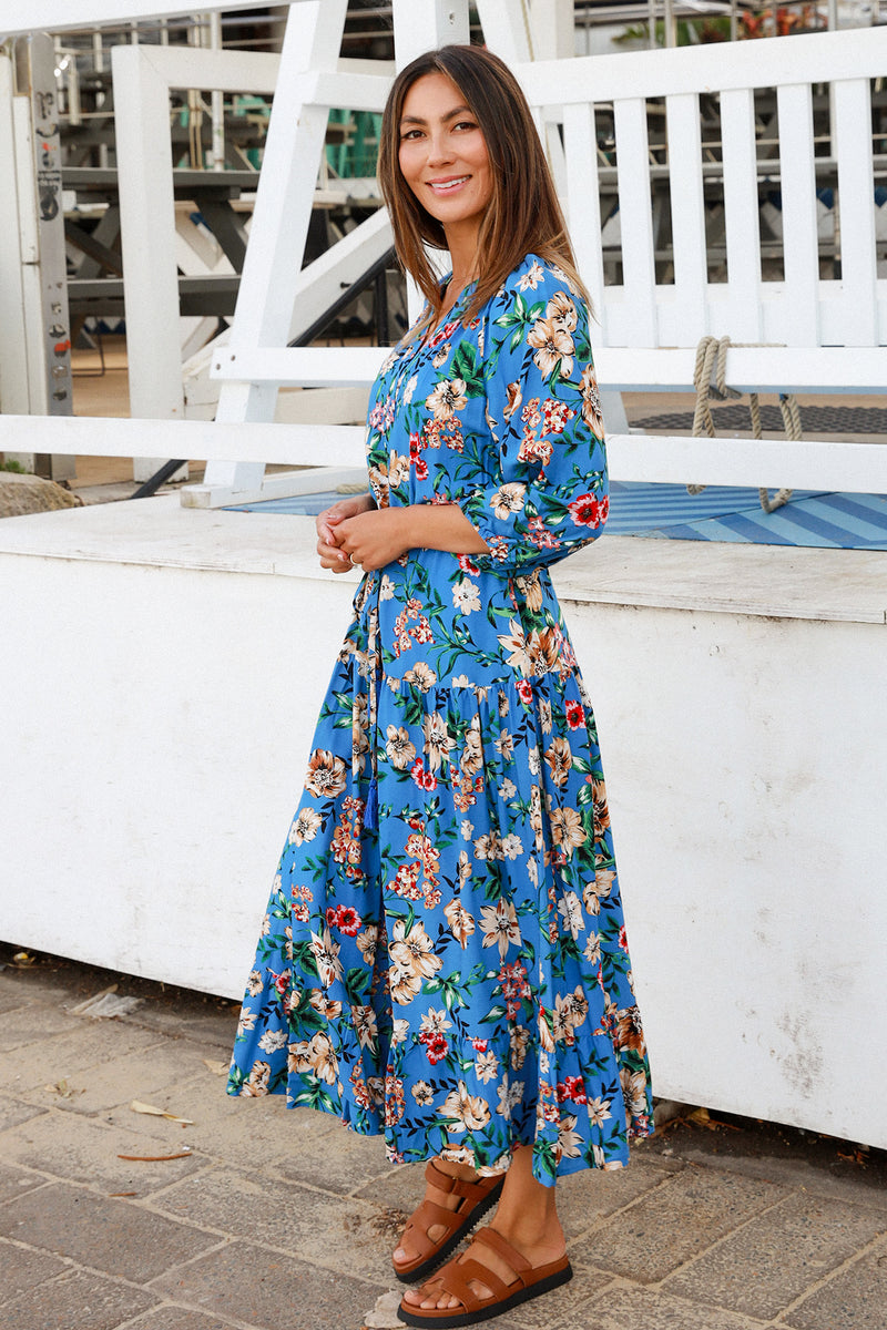 Sophie 1/2 Sleeves V-Neck Maxi Dress