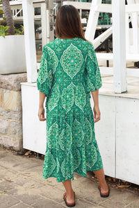 Luisa-Green Midi Dress