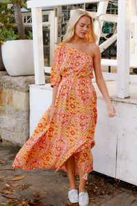 Luisa-Yellow One Shoulder Maxi Dress