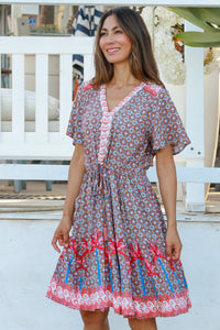 Greta Pink V-Neck Mini Dress