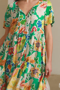 Kianna Green V-Neck Mini Dress